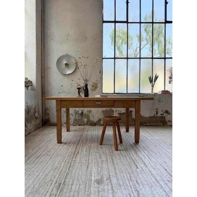 Wood Oak Farmhouse Table, 1950s For Sale - Image 7 of 18