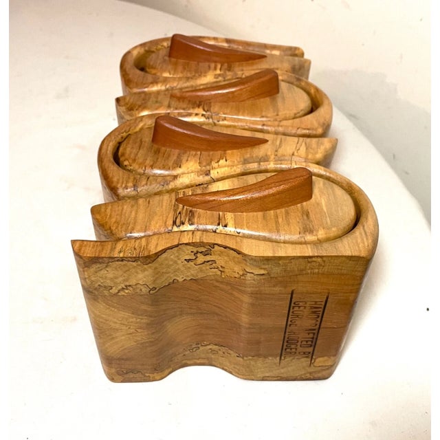 1990s Quality Original Handmade Carved Wood George Rogers Bandsaw Jewelry Box Teardrop For Sale - Image 9 of 12