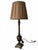 Hollywood Regency Neoclassical Bronze-Tone Urn and Column Buffet Lamp With Pleated Brown Shade For Sale - Image 3 of 8
