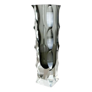 Large Mandruzzato Faceted Glass Sommerso Vase, Murano, Italy 1970s For Sale