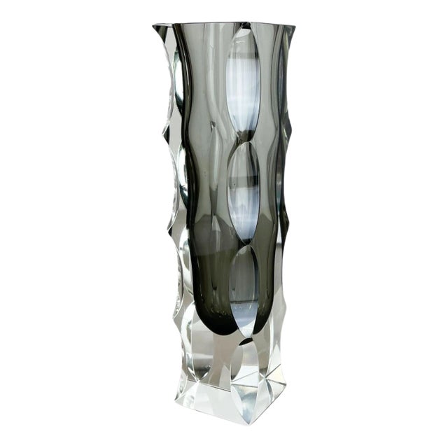 Large Mandruzzato Faceted Glass Sommerso Vase, Murano, Italy 1970s For Sale