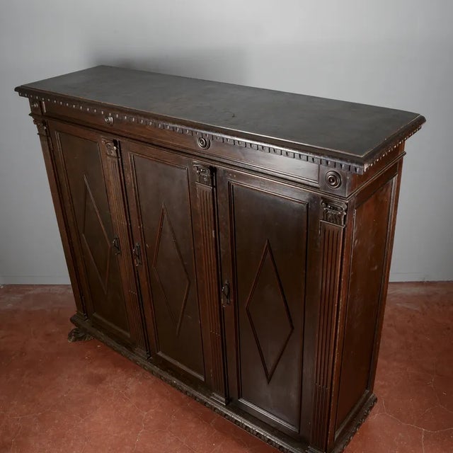 Wood Three-Door Bookcase Cabinet, 1900s For Sale - Image 7 of 9