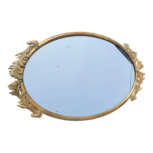 Italian Solid Brass Oval Wall Mirror Vintage Decorative Hanging Mirror For Sale In Philadelphia - Image 6 of 14
