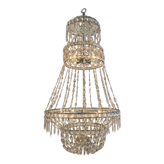 19th Century Swedish Crystal Chandelier For Sale