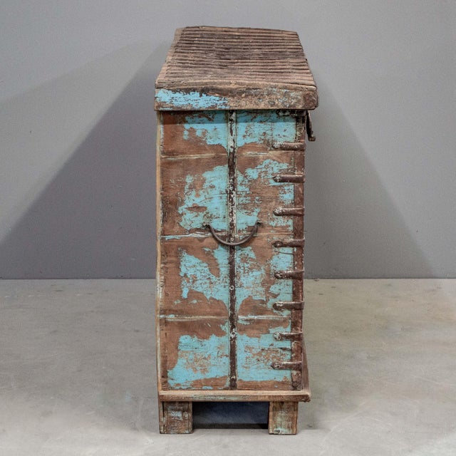 Wood Antique Carved & Painted Rajasthani PitaraStorage Chest For Sale - Image 7 of 10