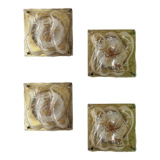 Set of 4 Sconces Blumpy Murano Glass and Brass. Italy, 1970s For Sale