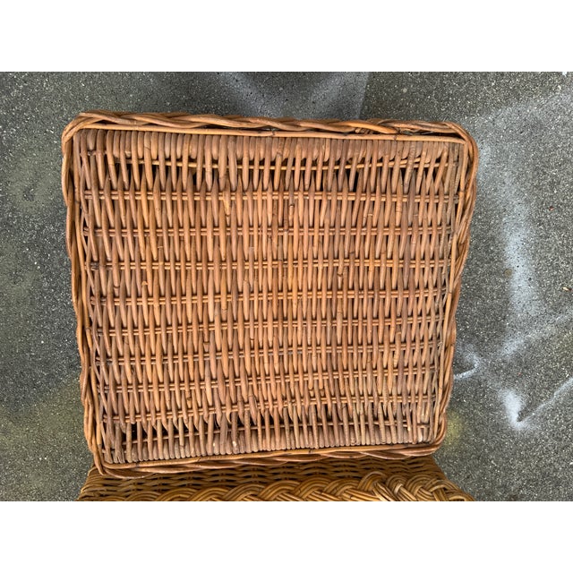 Kreiss 20th Century Kreiss Pair of Wicker Chairs and Ottomans For Sale - Image 4 of 11