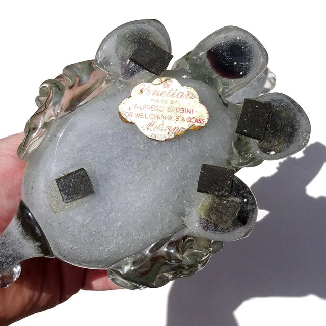 Glass Vintage Murano Barbini Label Gray Black Gold Flecks Italian Art Glass Poodle Puppy Dog Figure Sculpture For Sale - Image 7 of 8