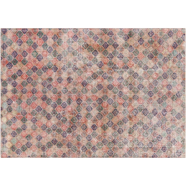 This vintage Turkish mid-century modern rug is hand-woven with a wool on cotton foundation in the Sparta region of Western...