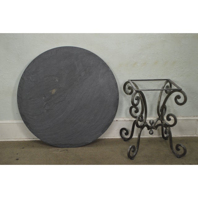 Hand Steel Base Round Slate Top Dining Table Chairish