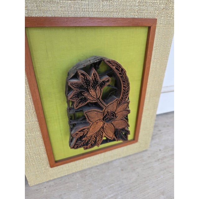 Boho Chic Framed Pair of Antique Copper Textile Printing Blocks For Sale - Image 3 of 7