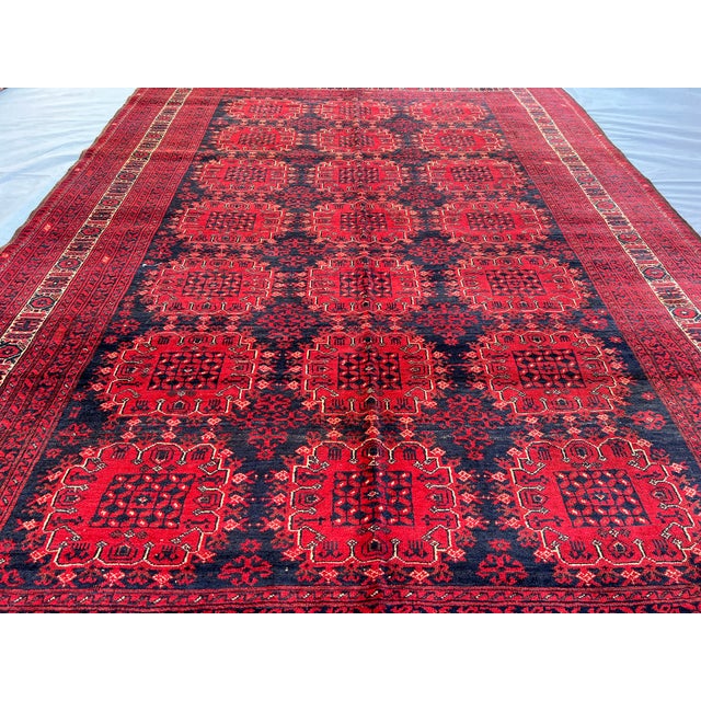 Islamic Vintage Turkmen Bukhara Wool Rug 6'6" X 9'9" Afghan Ersari Tribal Carpet, Bedroom Rug For Sale - Image 3 of 9