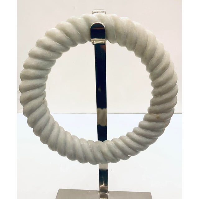Modern Large Modern Carved White Marble Ring Sculpture For Sale - Image 3 of 5