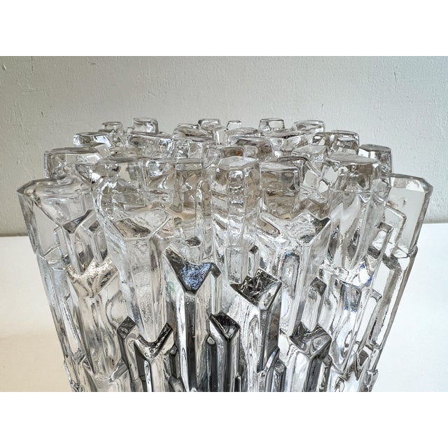 Glass Textured Ice Glass Square Flushmount in the style of Helena Tynell, 1960s For Sale - Image 7 of 15