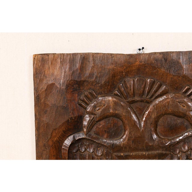 Rustic Wood Carved Wall Plaque with Bird For Sale - Image 3 of 8