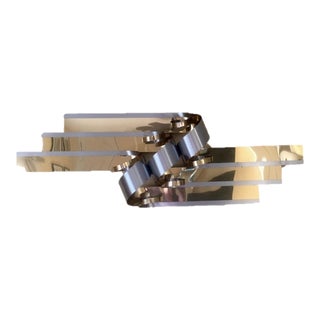 1989 Curtis Jere Brass & Chrome Flash Ribbon Wall Sculpture For Sale