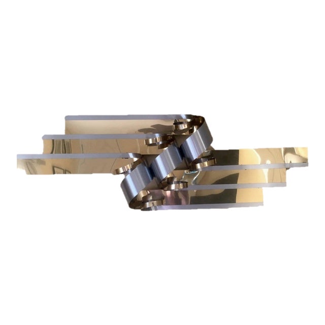 1989 Curtis Jere Brass & Chrome Flash Ribbon Wall Sculpture For Sale