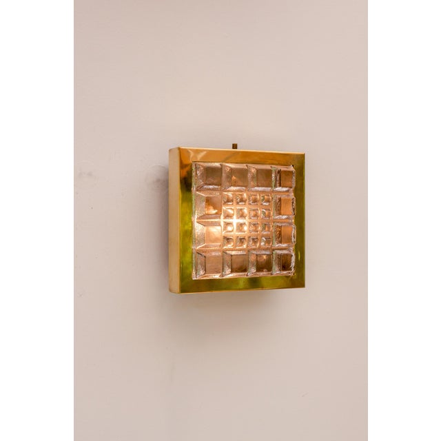 Swedish Brutalist Glass and Brass Wall Lamps from Falkenbergs Belysning, Set of 2 For Sale - Image 11 of 18
