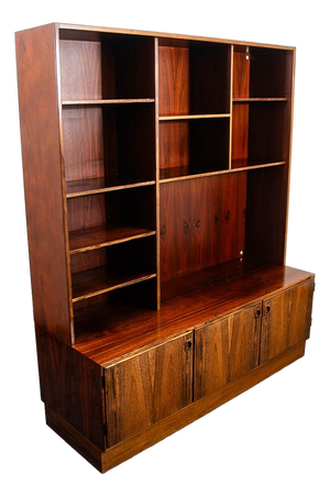 Mid Century Danish Modern Cabinet Brazilian Rosewood Bookshelf Poul Hundevad, Attributed