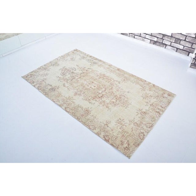 Turkish Floor Antique Beige Carpet For Sale - Image 3 of 11