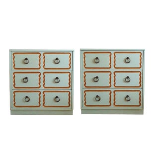 Henredon Turquoise & Gold Espana Nightstands - A Pair For Sale