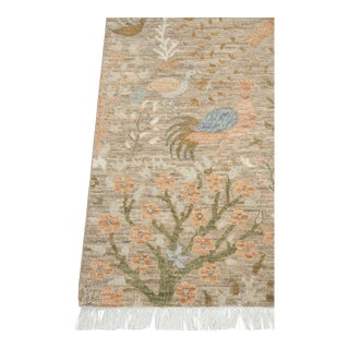 8x10Ft. Light Brown Peacock Wool Rug, Hand Knotted Birds Garden For Sale