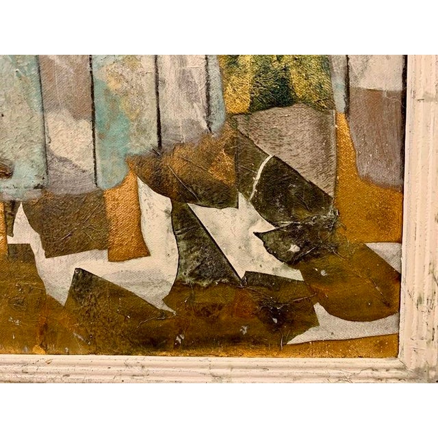 Metal Andrea Stella "Terrace on the Lake" Gold Leaf Oil Mixed Media Painting, Lakeside Scene, Italian Contemporary Art, 2010 For Sale - Image 7 of 11
