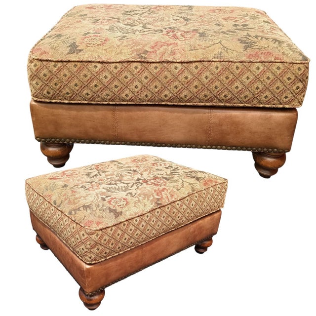 American-made luxury Ricardo Leather/Fabric Chair and Ottoman Set by King Hickory. Why You’ll Love It: Artisan...