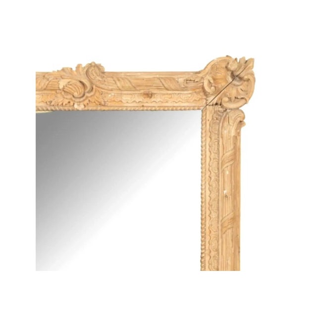 French Monumental Size Louis XV Style Carved Stripped Pine Mirror For Sale - Image 3 of 7