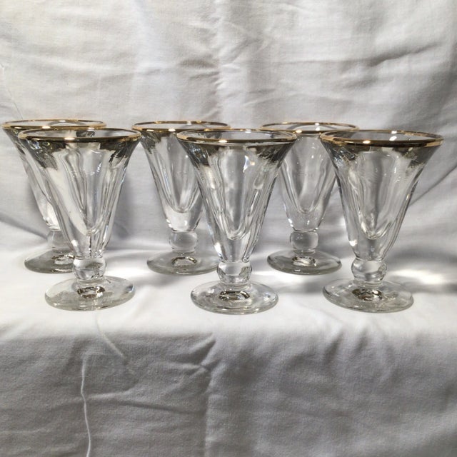 French Gold Rim Cordial Glasses - Set of 6 For Sale - Image 13 of 13