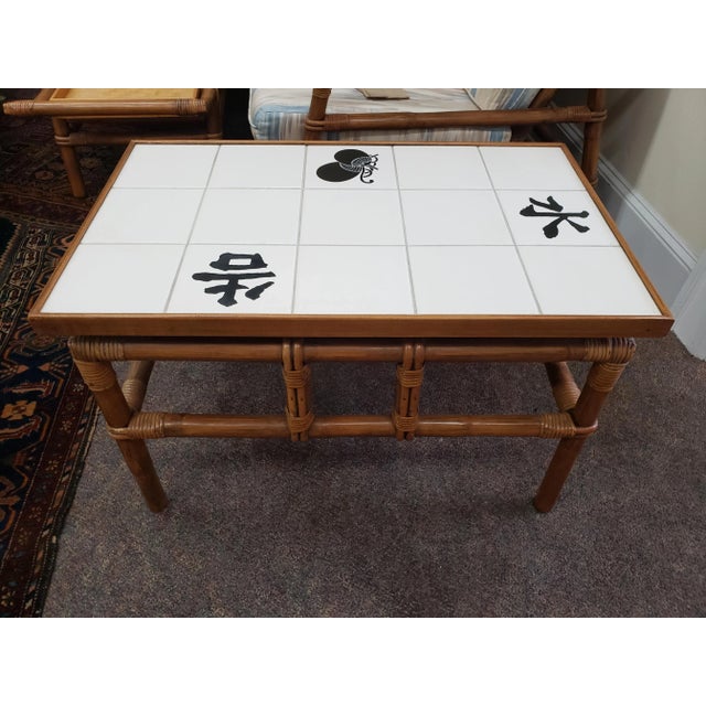 1950s Matching John Wisner Ficks Reed Co. Far Horizons Tile Top End Tables - a Pair For Sale In Orlando - Image 6 of 8