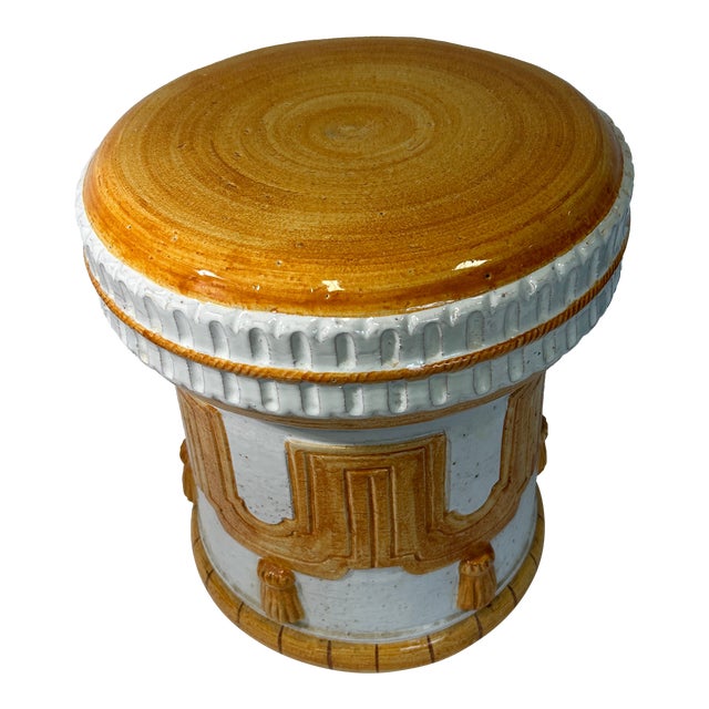 1970s Ceramic Footstool With Tassel Design For Sale