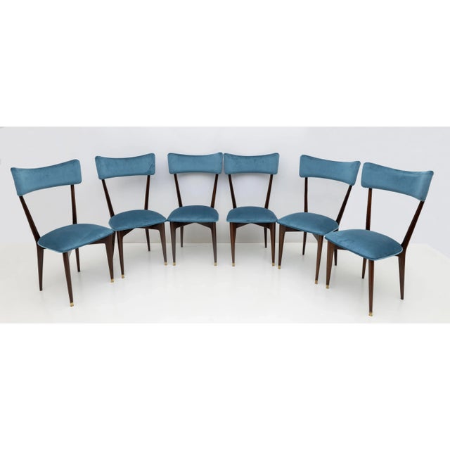 Mid-Century Modern Velvet Dining Chairs, 1950s, Set of 6 For Sale - Image 10 of 10