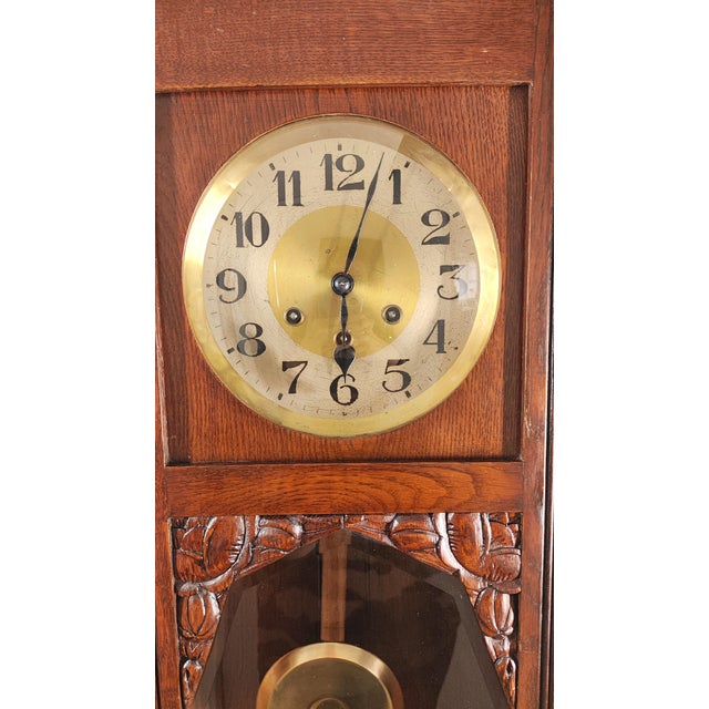1920s 1920’s Gustav Becker Westminster Chime Mechanical Wood Wall Clock With 8 Hammers For Sale - Image 5 of 7