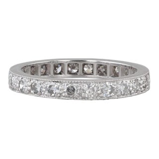Vintage 0.72ctw Diamond Eternity Band Platinum Size 6.5 Anniversary Wedding Ring For Sale