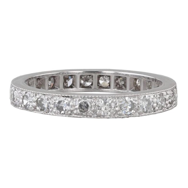 Vintage 0.72ctw Diamond Eternity Band Platinum Size 6.5 Anniversary Wedding Ring For Sale