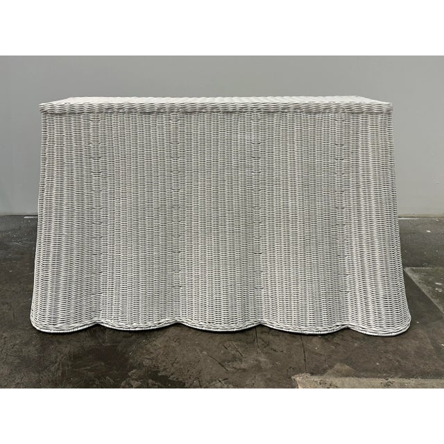 Wood Natural Rattan Trompe-L’oeil Console Table For Sale - Image 7 of 7