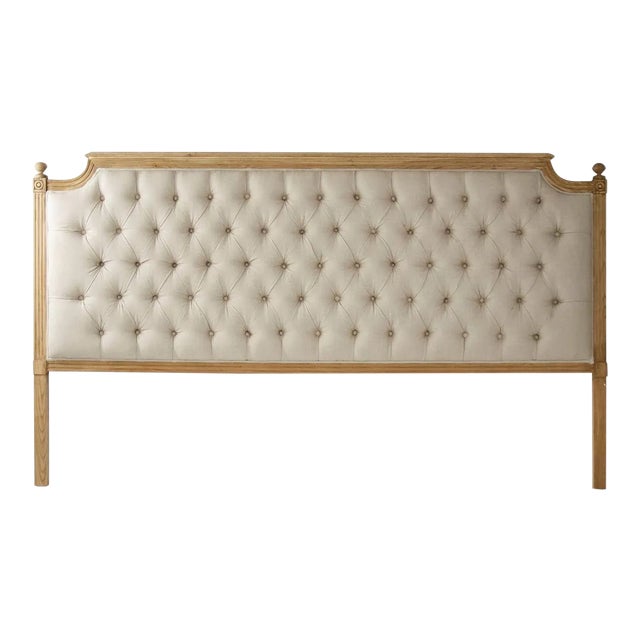 King Audley Tufted Headboard in Beige For Sale