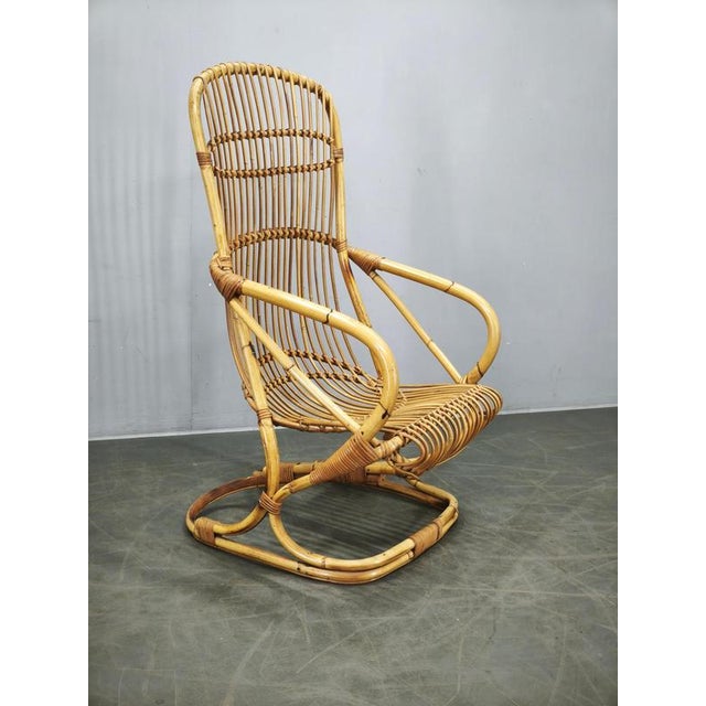 Vintage Italian Rattan Lounge Chair by Tito Agnoli, 1950s For Sale - Image 12 of 16