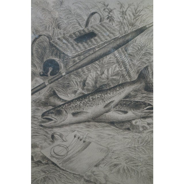 Antique William De Montagne Cary Grouse Trout Fly Fishing Triptych Etching 25" For Sale - Image 4 of 12