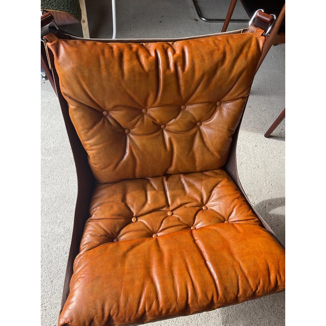 Falcon Chair and Ottoman in Tan Leather by Sigurd Ressell for Vatne Mobel, Set of 2 For Sale - Image 13 of 17