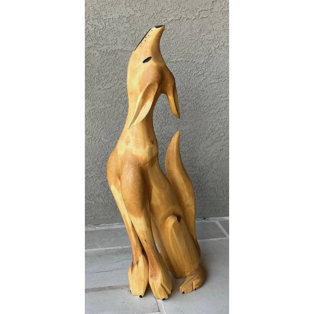 Circa 2000 Whimsical Hand Carved Folk Art Coyote by Santa Fe Artist Pete Ortega For Sale - Image 13 of 16