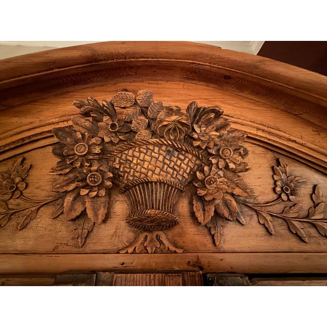 Wood Monumental 18th Century French Provincial Carved Walnut Armoire For Sale - Image 7 of 8