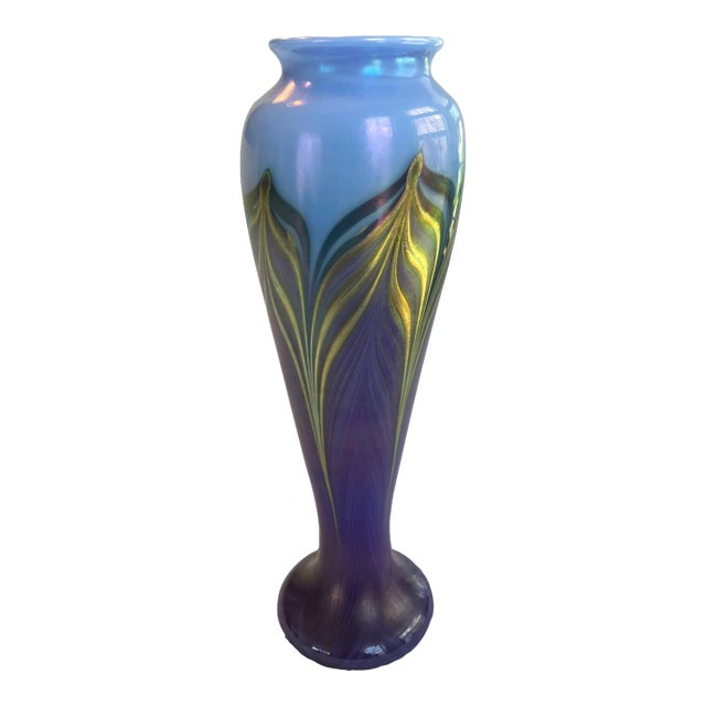 1980s Zellique Studios Signed Tall Vase For Sale