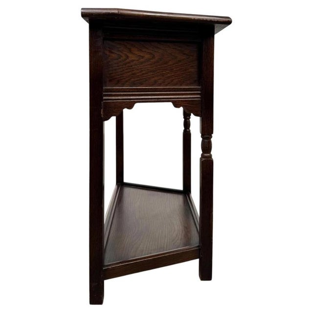 Early 20th Century Antique English Oak Side Table with Drawer For Sale - Image 6 of 12
