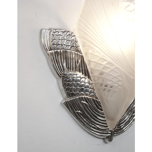 1930s French Art Deco Wall Sconces by Degue France - a Pair For Sale - Image 9 of 12