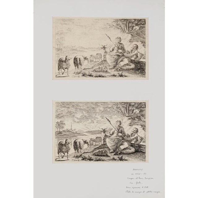 Shepherd has included two pieces of original etching artworks on the top and lower of the sheet with the same subject,...