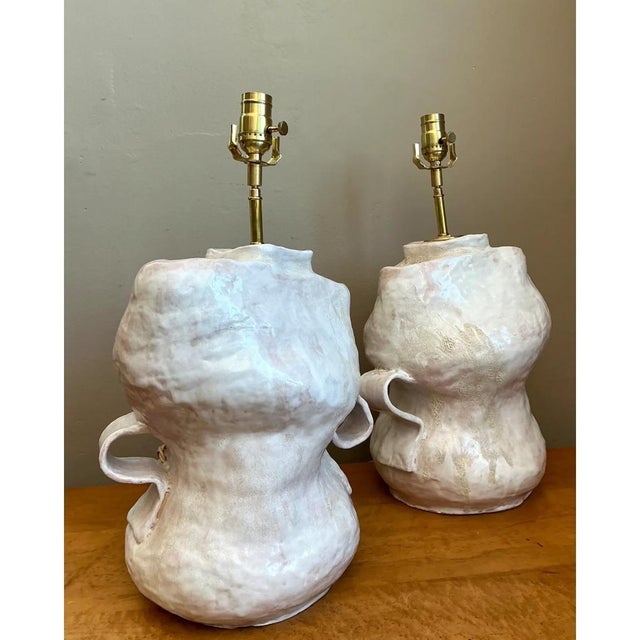 Vintage Sculptural Ceramic Table Lamps - a Pair For Sale - Image 11 of 14