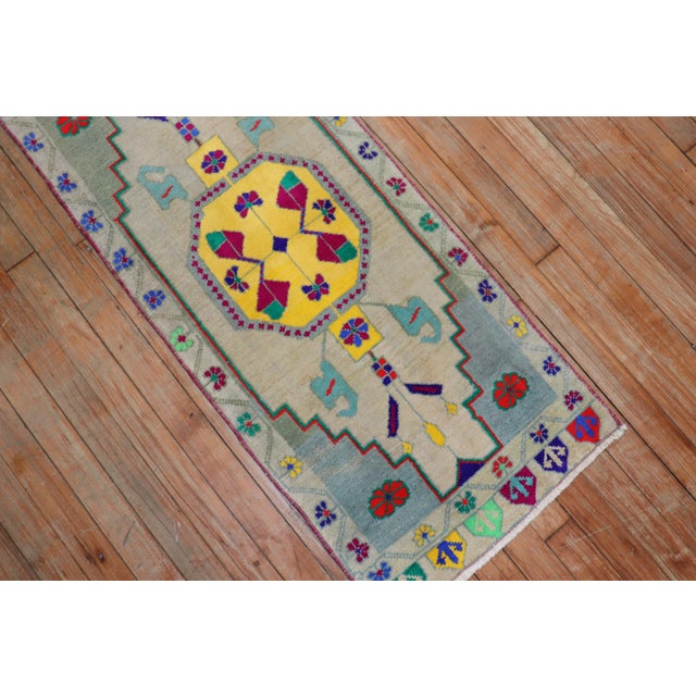 Mid 20th Century Vintage Dazzling Turkish Anatolian Rug - 1'8" x 3'11" For Sale - Image 5 of 8