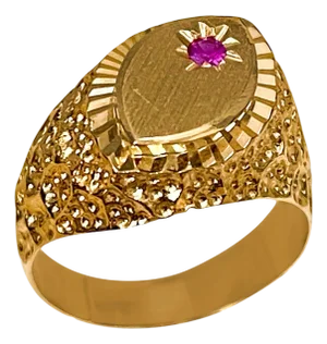Gold and Ruby 14 Karat Yellow Gold Ring Vintage Unisex